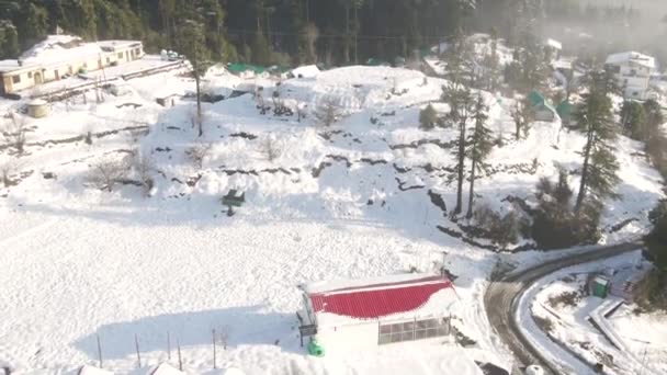 Vacances Hiver Ski Vacances Fond Maison Bois Sous Neige — Video