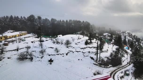 Férias Inverno Férias Esqui Fundo Casa Madeira Sob Neve — Vídeo de Stock