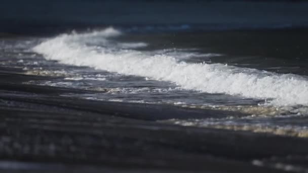 Powerful Waves Breaking Sandy Shore Ersfjord Slow Motion — Video Stock