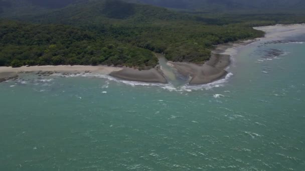 Strand Bach Und Regenwald Daintree National Park Touristenattraktion Cape Tribulation — Stockvideo