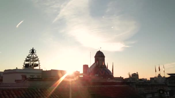 Carillon Plaza Sant Jaume Barcelona Roofs Cathedral Palau Generalitat — Stockvideo