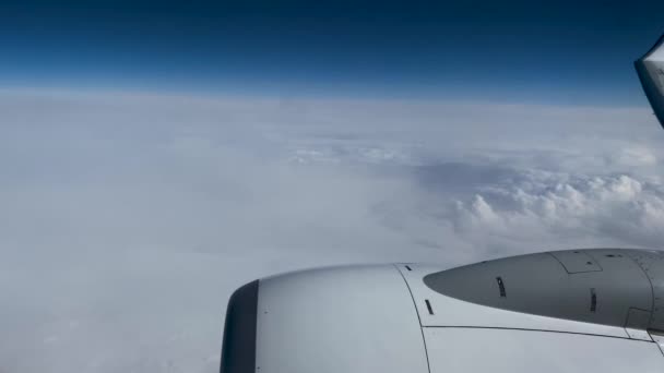 Porto Portugal March 2022 White Cloudy Blue Sky Shoot Airplane — Stock videók