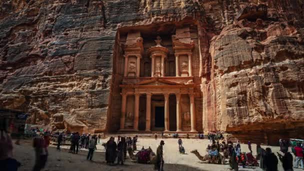 Time Lapse People Treasury Famous Historic Unesco Heritage Site Carved — Stockvideo