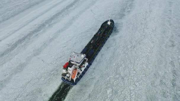 Aerial Top Panning View Oil Chemical Tanker Crystalwater Call Sign — Video