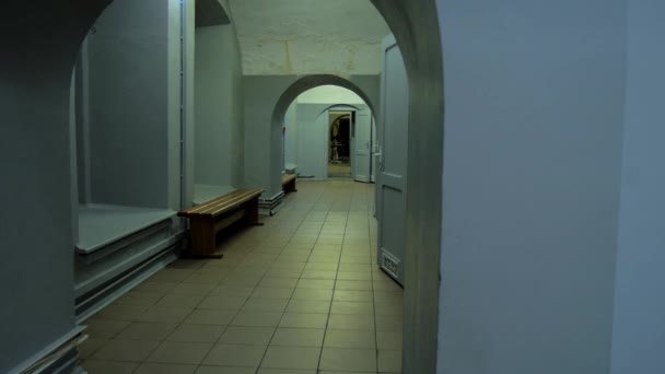 Hallway Concrete Bomb Shelter Hide Civil People Underground Apocalypse Bunker — Stockvideo