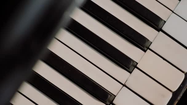 Refurbished Old Piano Keys Filmed — Stock Video