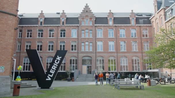 Wide Angle View Vlerick Business School Students Campus Ghent Belgium — Stockvideo