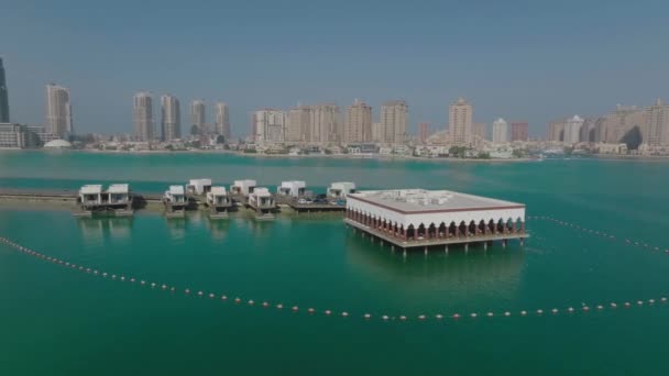 Forgó Drón Lövés Körül Vízparti Étterem Katara Doha Katar — Stock videók