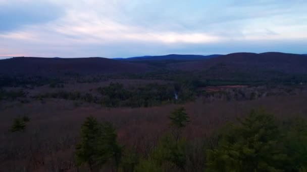 Aerial Drone Video Footage Beautiful Calm Late Autumn Evening Appalachian — ストック動画