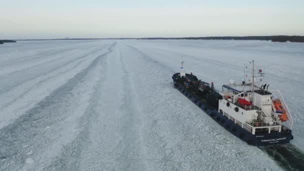 Aerial Tracking View Oil Chemical Tanker Crystalwater Call Sign Esli — Video