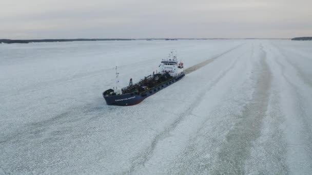 Aerial Tracking Front View Oil Chemical Tanker Crystalwater Call Sign — Wideo stockowe