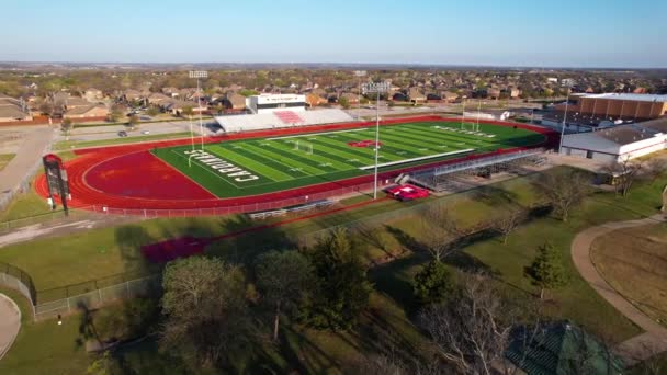 Aerial Footage Melissa Cardinals Middle School Stadium Melissa Texas Approaching — Video Stock