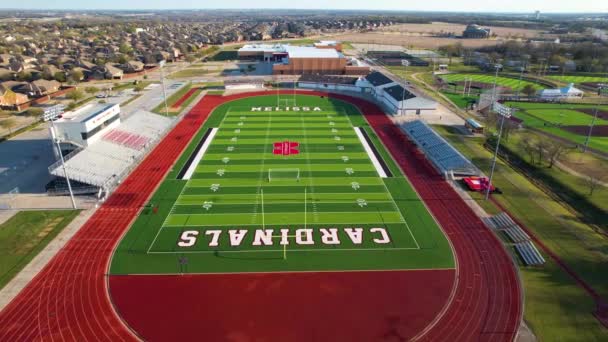 Letecké Záběry Fotbalového Hřiště Melissa Cardinals Middle School Melisse Texas — Stock video