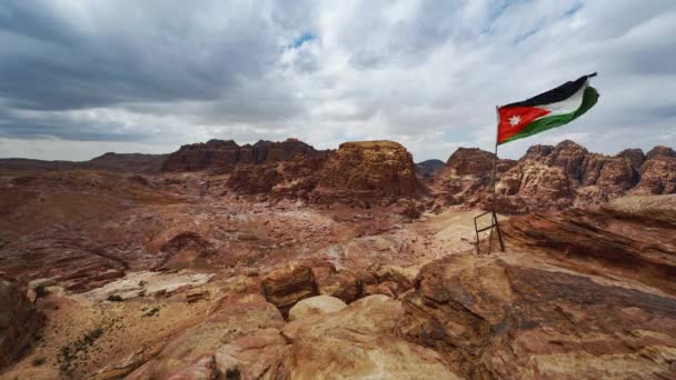 Cinemagraph Seamless Video Loop Jordanian Flag Petra Jordan Moving Wind — Stock Video