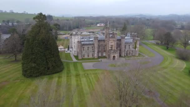 Magnificent Welsh Castle British Countryside Downton Abbey Wales — Stock video