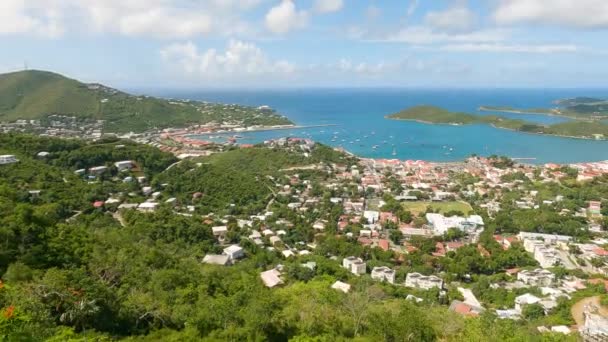 Weitwinkelaufnahme Der Stadt Charlotte Amalie Und Der Karibik Thomas Usvi — Stockvideo