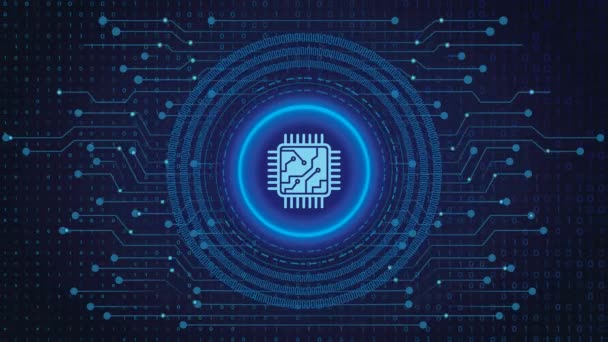 Integrated Circuit Chip Processor Animated Text Shown Tech Electronic Digital — Stockvideo