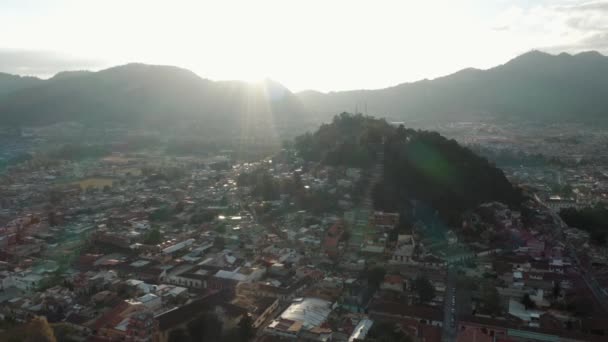 Aerial View Puebla City Mexico Sunrise Drone Shot — стокове відео