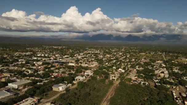 Aerial Flyover Scenic City Villa Maria Cordoba Province Argentina Sunny — Video Stock