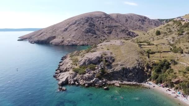 Oprna Bay Krk Island Kvarner Croácia Vista Aérea Drones Praias — Vídeo de Stock