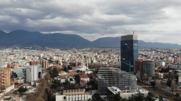 Central Area Suburbs Tirana Albania Aerial Perspective — ストック動画
