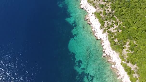 Aerial Drone View Overhead Shot Coastline Adriatic Sea Dalmatia Croatia — Stok video