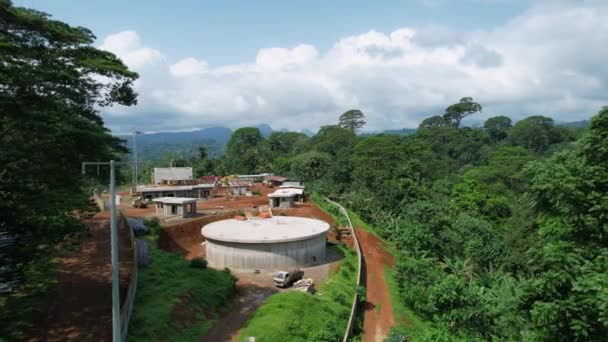 Aerial View Sewage Treatment Plant Africa Circling Drone Shot — Vídeo de Stock