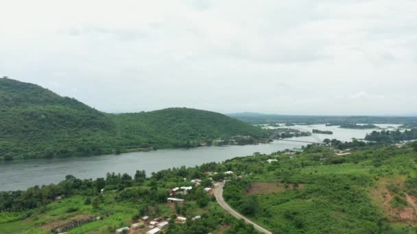 Adomi Bridge Crossing View Far Ghana — Stock Video