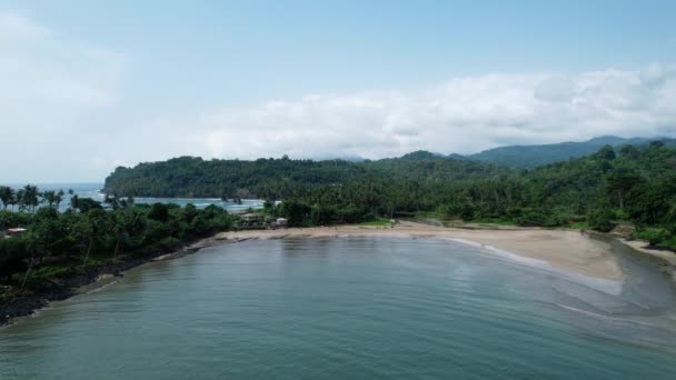 Aerial View Overlooking Baia Praia Rei Agua Ize Beach Sao — Stock Video