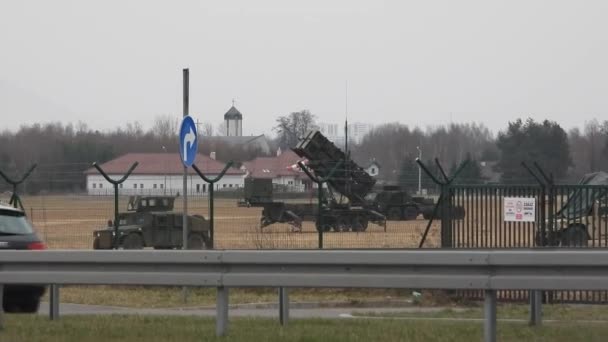 Missile Launcher Patriot Mim 104 Rzeszow Jasionka Airport Nato Base — Stock Video