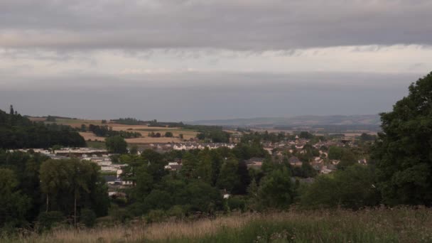 Rural Community Localidad Rodeada Campos Cultivo Árboles Escocia — Vídeos de Stock