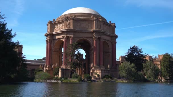 Zoom Shot Palace Fine Arts Monumental Structure Located Marina District — Stock Video