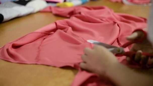 Couturière Latine Couper Une Robe Pour Autres Ajustements Aide Ciseaux — Video