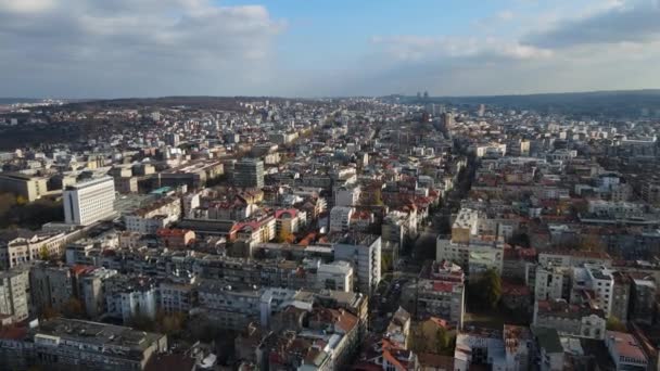 Innenstadt Von Belgrad Serbien Filmische Luftaufnahme Der Skyline Der Stadt — Stockvideo