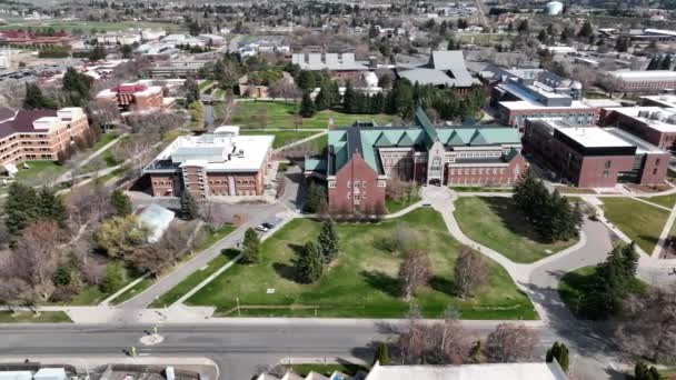 Κινηματογραφικό Εναέρια Drone Πλάνα Του Central Washington University Campus Πόλη — Αρχείο Βίντεο