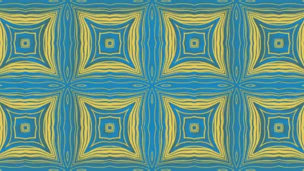 正方形线移动模式 蓝色背景 正方形几何线条 黄色图案 蓝色背景 由循环中的天真的线形成的模式 — 图库视频影像