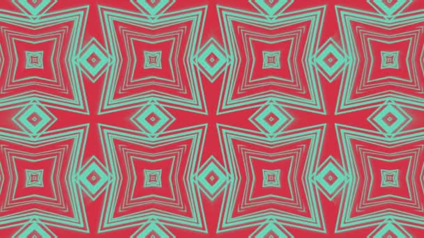 Vierkante Lijnen Bewegend Patroon Rode Achtergrond Vierkante Geometrische Lijnen Groen — Stockvideo