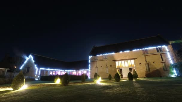 Time Lapse Cotswolds Barn Conversion Night Stars Full Moon Lights — Stock Video