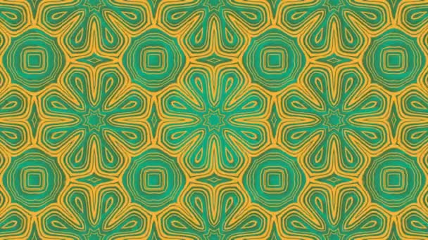 Floral Lines Moving Pattern Green Background Geometric Linesing Yellow Pattern — Stockvideo