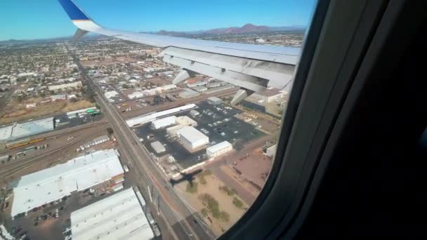 Window Pov Airplane Shadow Passing Phoenix Landing — Video