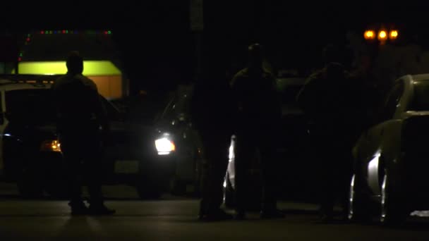 Поліцейські Автомобілі Стоять Місці Злочину — стокове відео