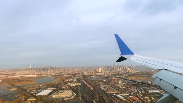 New York City Skyline Okna Samolotu — Wideo stockowe
