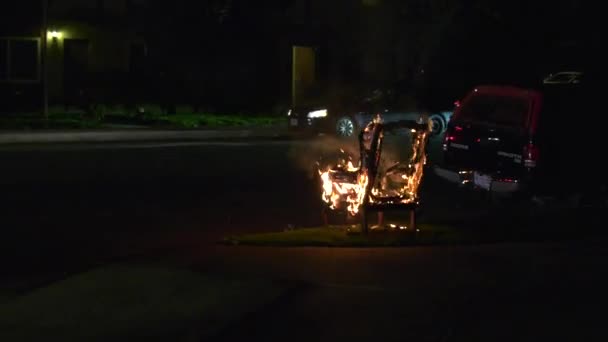 Chair Catches Fire Los Angeles — Stock Video