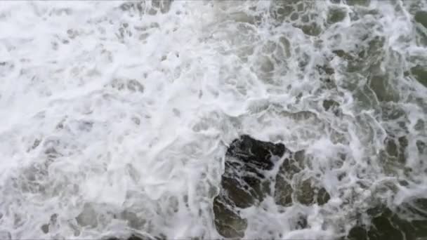 Close White Foam Water Textures Ocean Surface — Stock Video