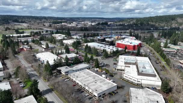 Cinematic Aerial Drone Footage Redmond Town Center Mall 520 Apartments — ストック動画
