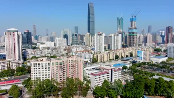 Shenzhen Skyline Mainland China Skyscrapers Aerial View — Video Stock