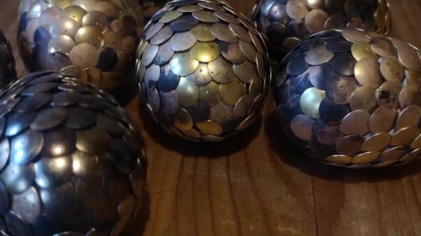 Handmade Fantasy Steampunk Burned Dragon Skin Textured Egg Handicraft Surface — Stock videók