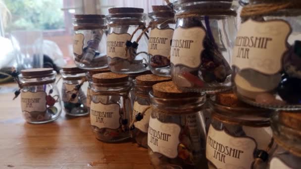 Handmade Craftsmanship Custom Unique Fairy Tale Glass Friendship Jars — Stockvideo