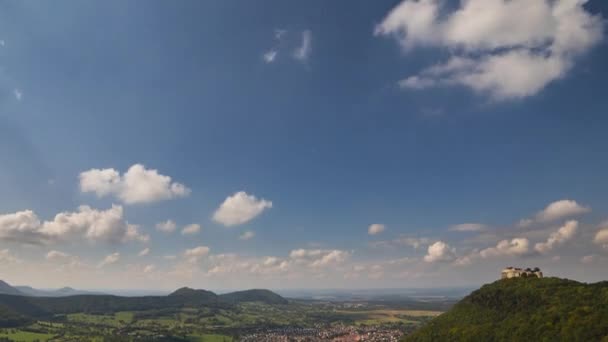 Timelapse Castelo Hohenneuffen Suábia Alb Alemanha Céu Azul Com Nuvens — Vídeo de Stock