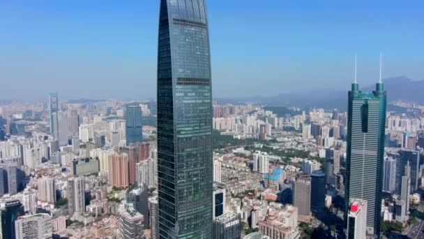 Shenzhen Gökdelenleri Gökdelenleri Hava Manzarası Olan Çin Gökyüzü Çizgisi — Stok video